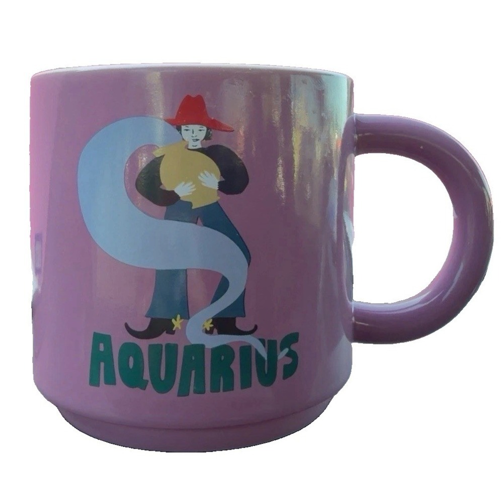 Artistic Aquarius Zodiac Mug Purple 15 oz Astrology Water Bearer Cup